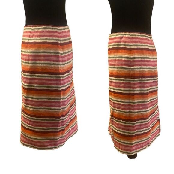 Talbots Multicolor Stripe Linen Pencil‎ Skirt Size 14 - Picture 4 of 13